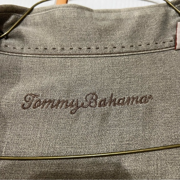 Tommy Bahama Olive Men M Silk Wool long sleeve button Shirt preowned - Picture 4 of 7